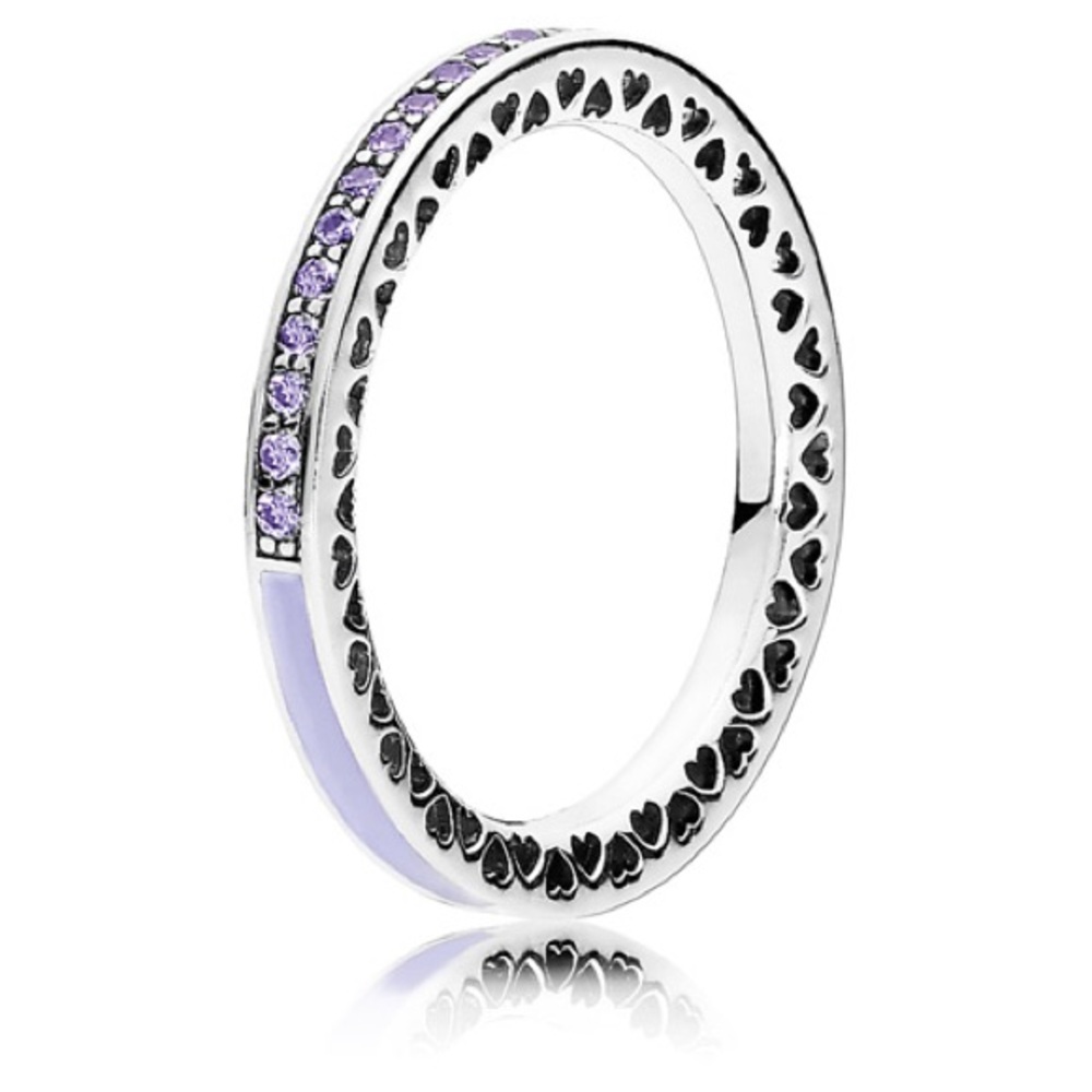 PANDORA Radiant Hearts of Pandora Ring with Lavender Enamel 191011ACZ-56